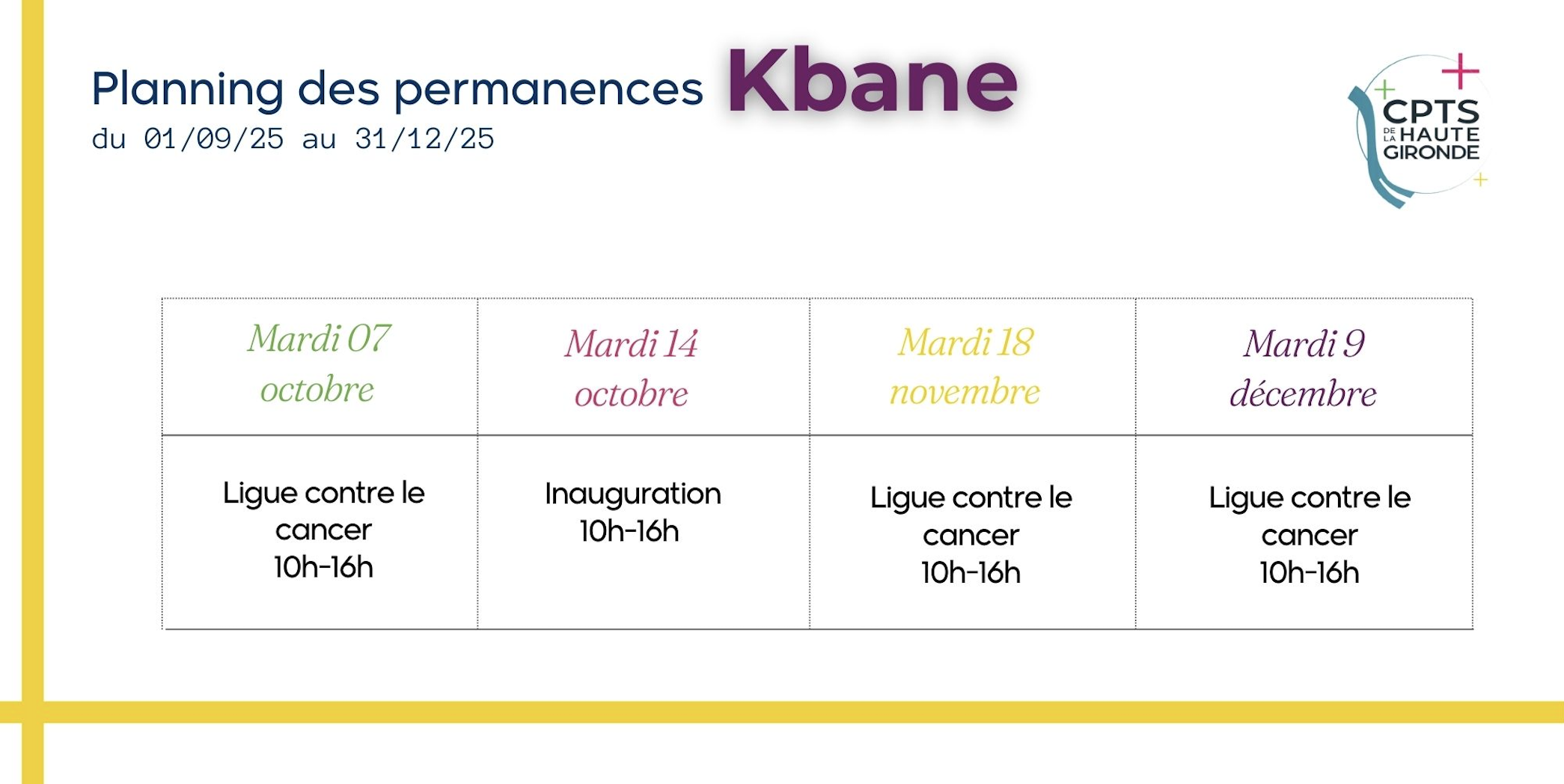 Planning des permanences